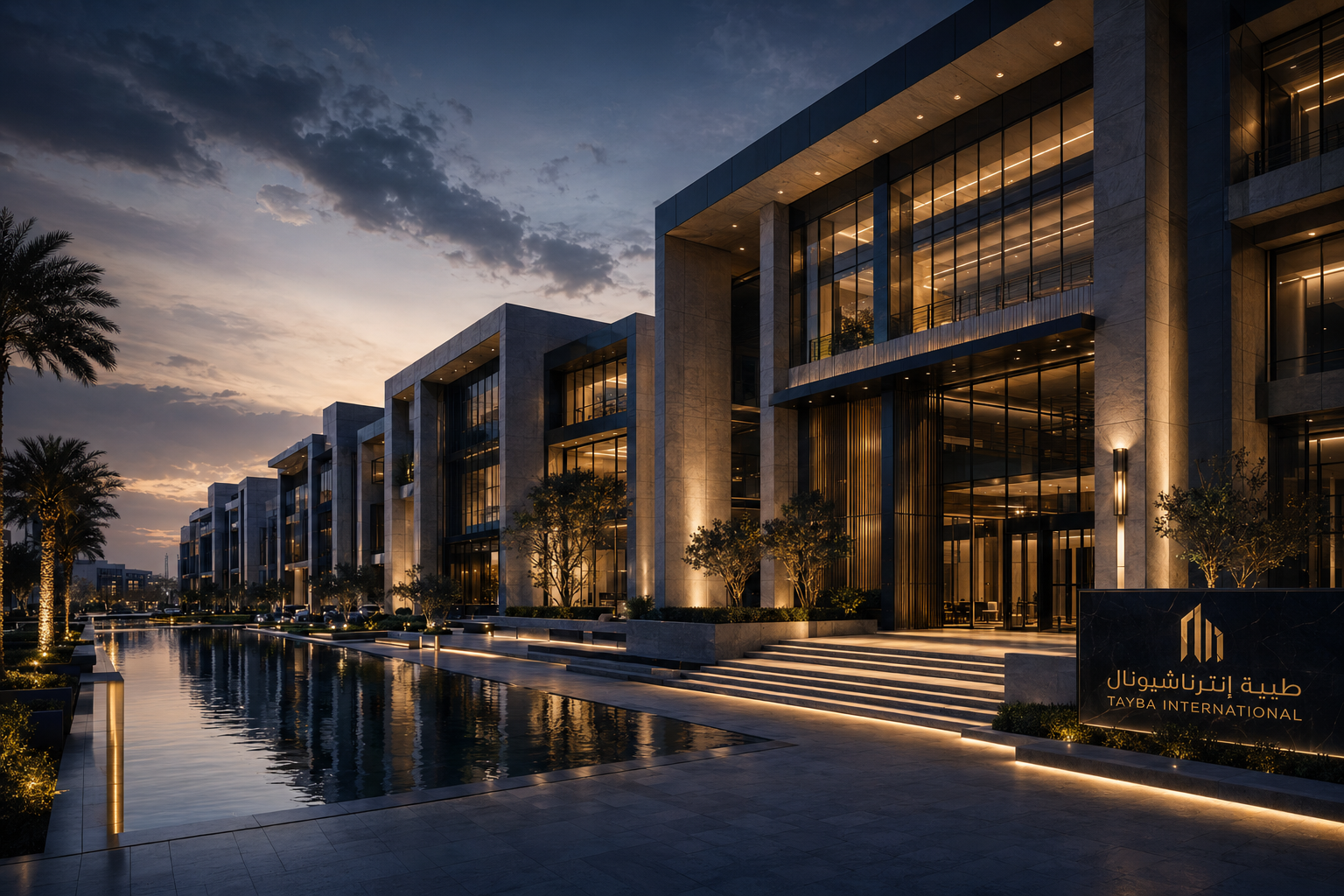 مجمع معماري فاخر من الحجر والزجاج